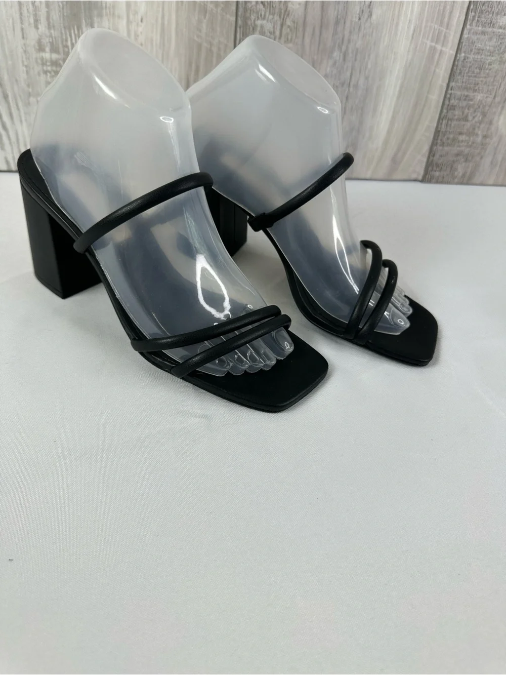 Nordstrom Black Strappy Square-Toe Block Heels